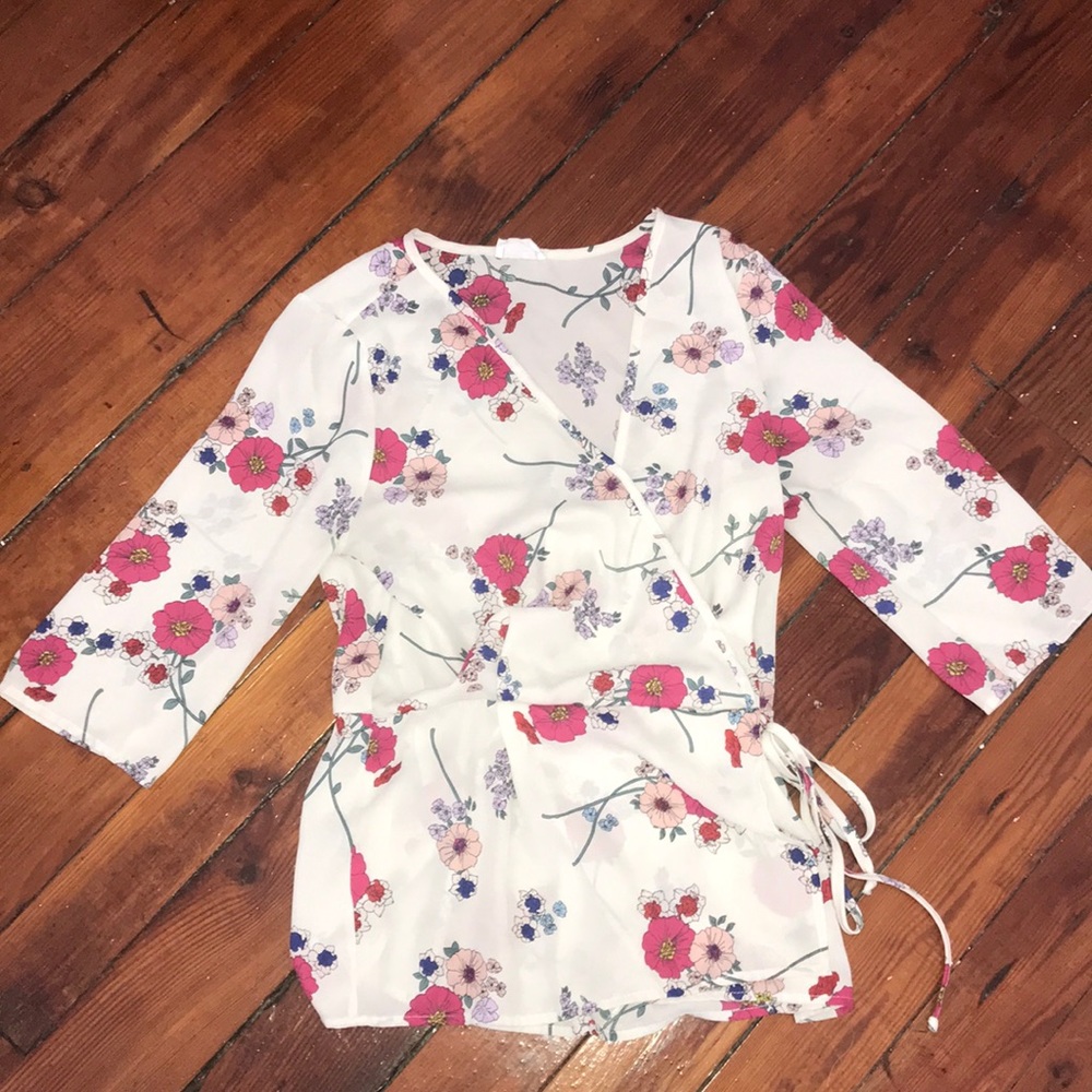 Floral Sienna Sky blouse size med